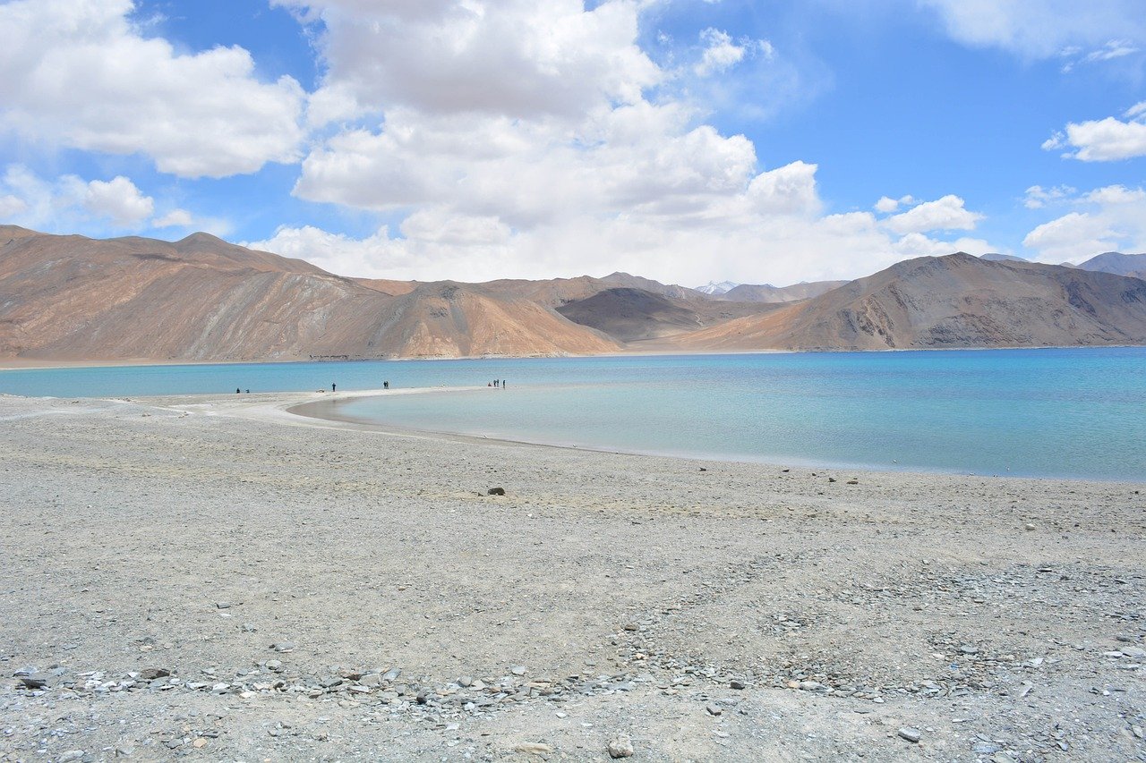 sceniric view of pangong lake in Ladakh in november