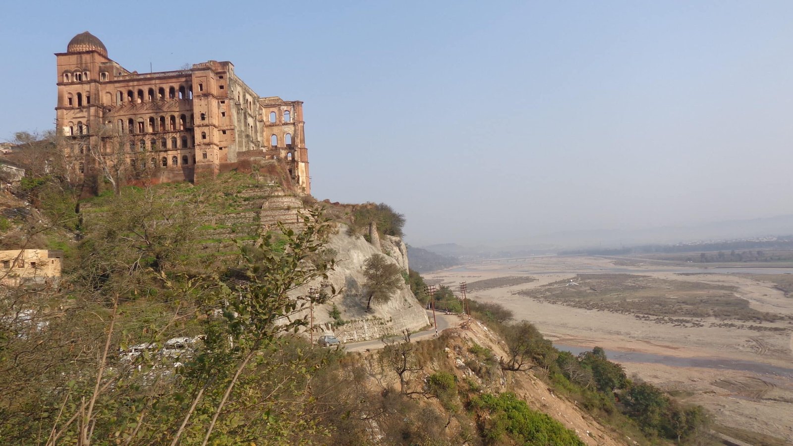 Historic Mubarak Mandi Palace overlooking the Tawi River in Jammu