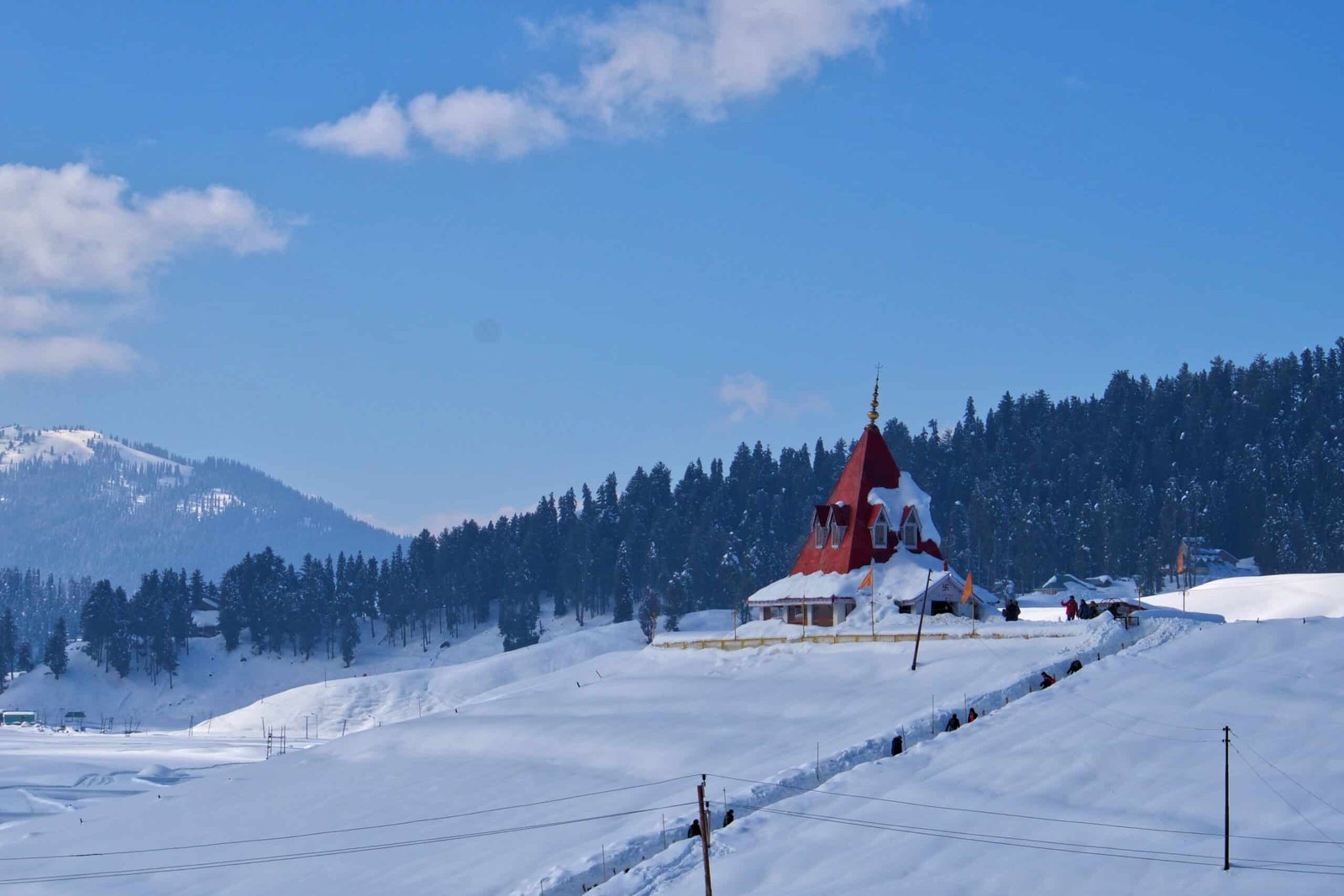 Maharani temple covered with snow
