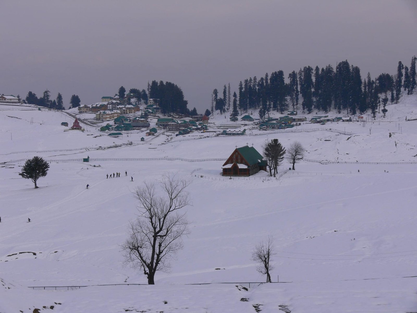 st. mary's church covered with snow in gulmarg