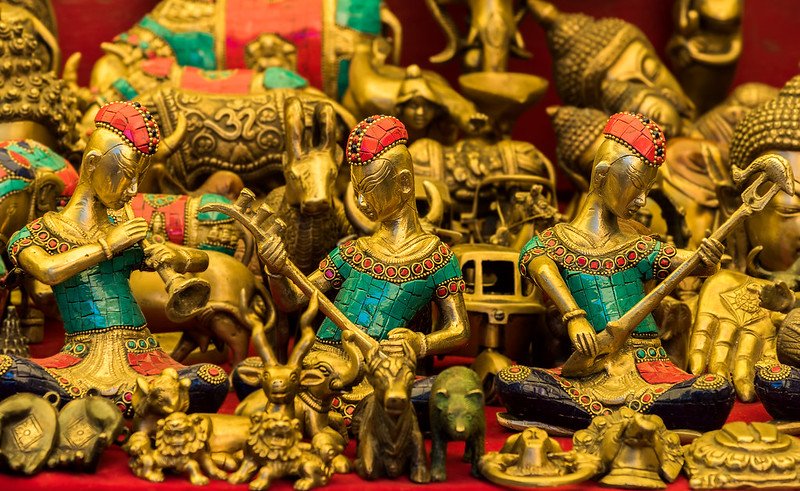 Traditional brass figurines and handicrafts at Leh Market
